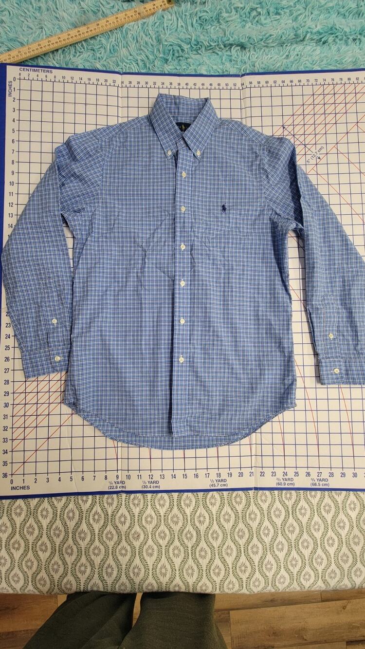 Ralph Lauren Mens Blue/White Checkered Classic Fit Button Up M